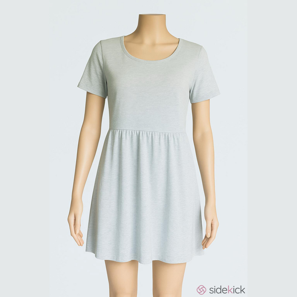 Juniors casual minimalist dress L A-line ruched mini short sleeve scooped neck